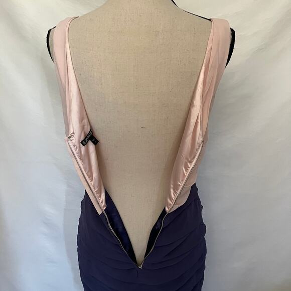 Express Color Block Sheath Dress Size 4 Pink Purple Square Neck Chiffon Fairy - Picture 8 of 15